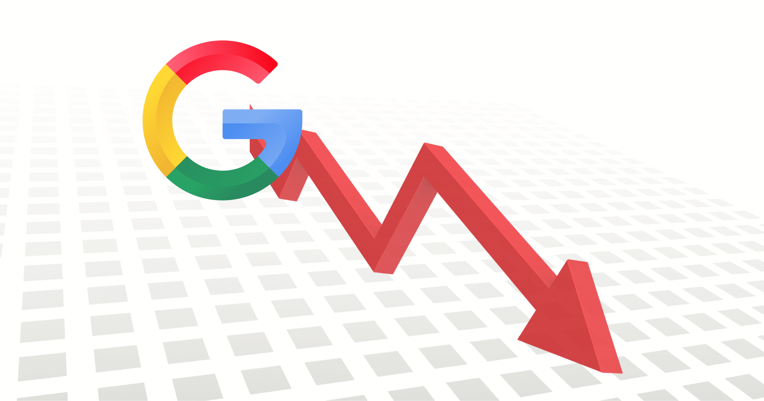 Graphic showing downward movement and how to recover lost Google rankings with SEO audit tools