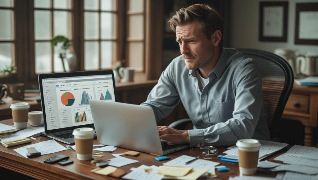 Frustrated business owner realizing it’s time to hire a digital marketing agency